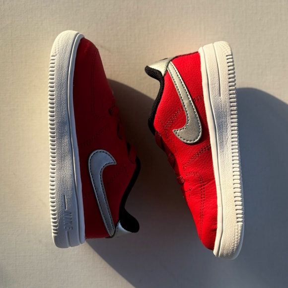 Nike Force 1 '18 (TD) Lace-Up Red Leather Trainers 905220 609 Sneakers Toddler - Picture 4 of 8